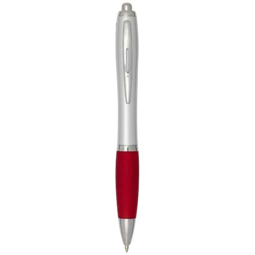 Nash RCS recycled plastic ballpoint pen with silver barrel and coloured grip (black ink)