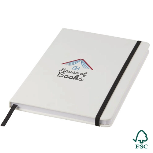 Spectrum A5 white notebook with coloured strap