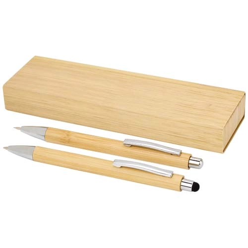 Oblys bamboo ballpoint pen and mechanical pencil set (black ink)