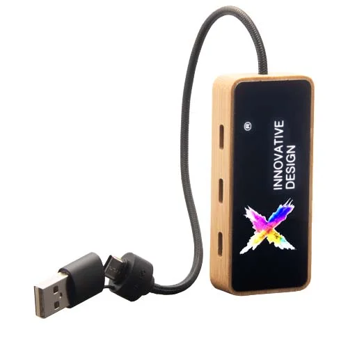 SCX.design H21 8-in-1 wooden USB hub with dual input and 6 ports
