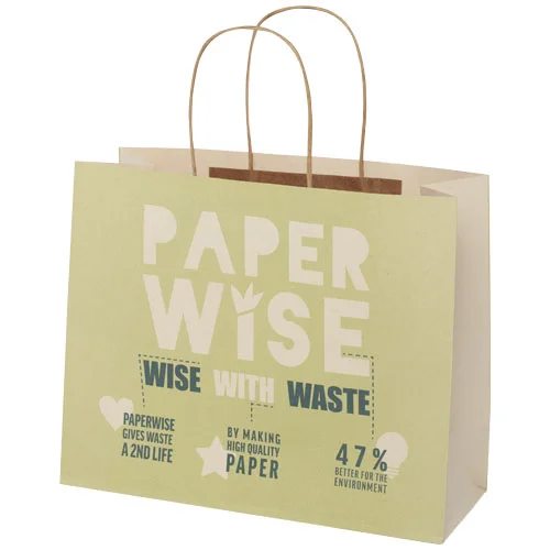Agricultural waste 150 g/m2 paper bag with twisted handles - 31 x 12 x 25 cm