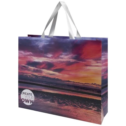 Smartfold 210 g/m² paper bag with ribbon handles and matt lamination -  42 x 12 x 35 cm