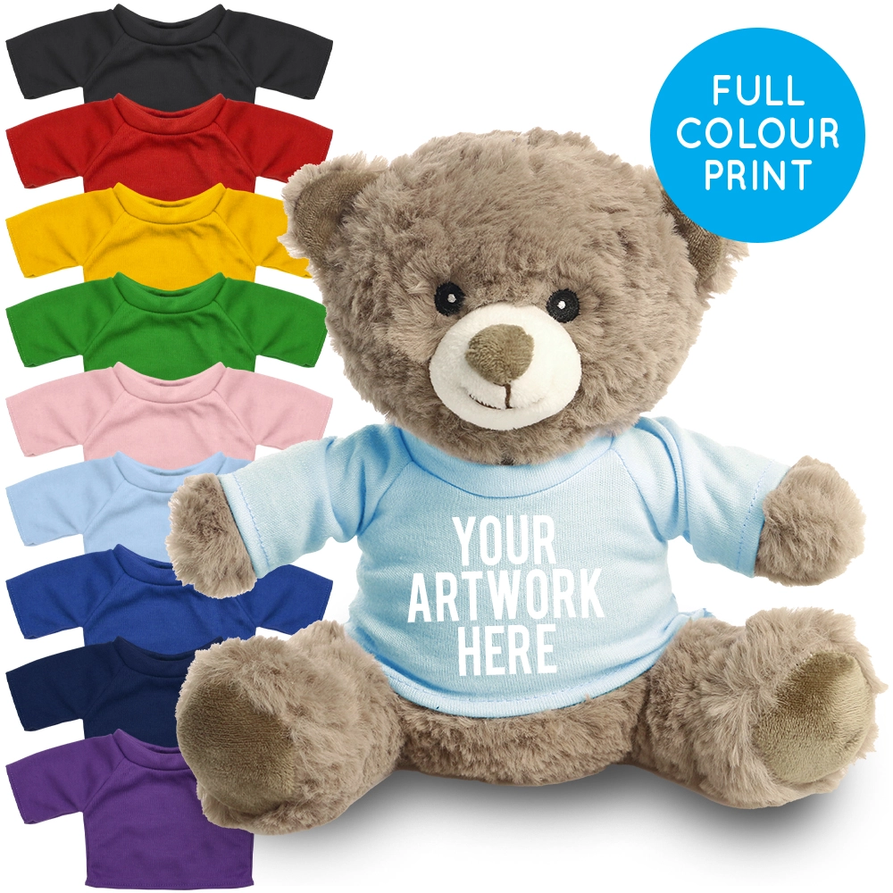 Printed 20cm Mocha Catherine Bear - Baby Blue T-shirt