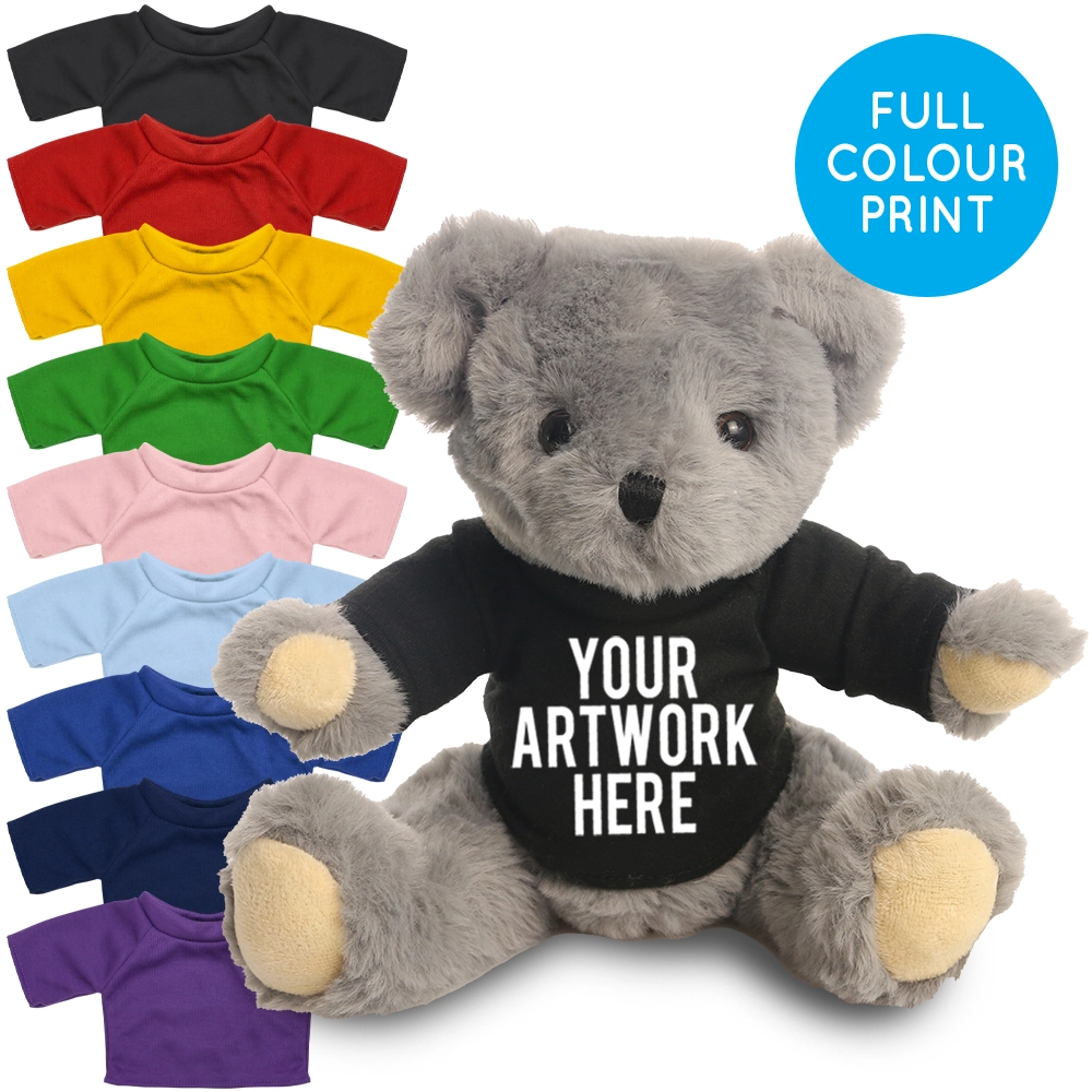 Printed 20cm Archie bear - Black t-shirt
