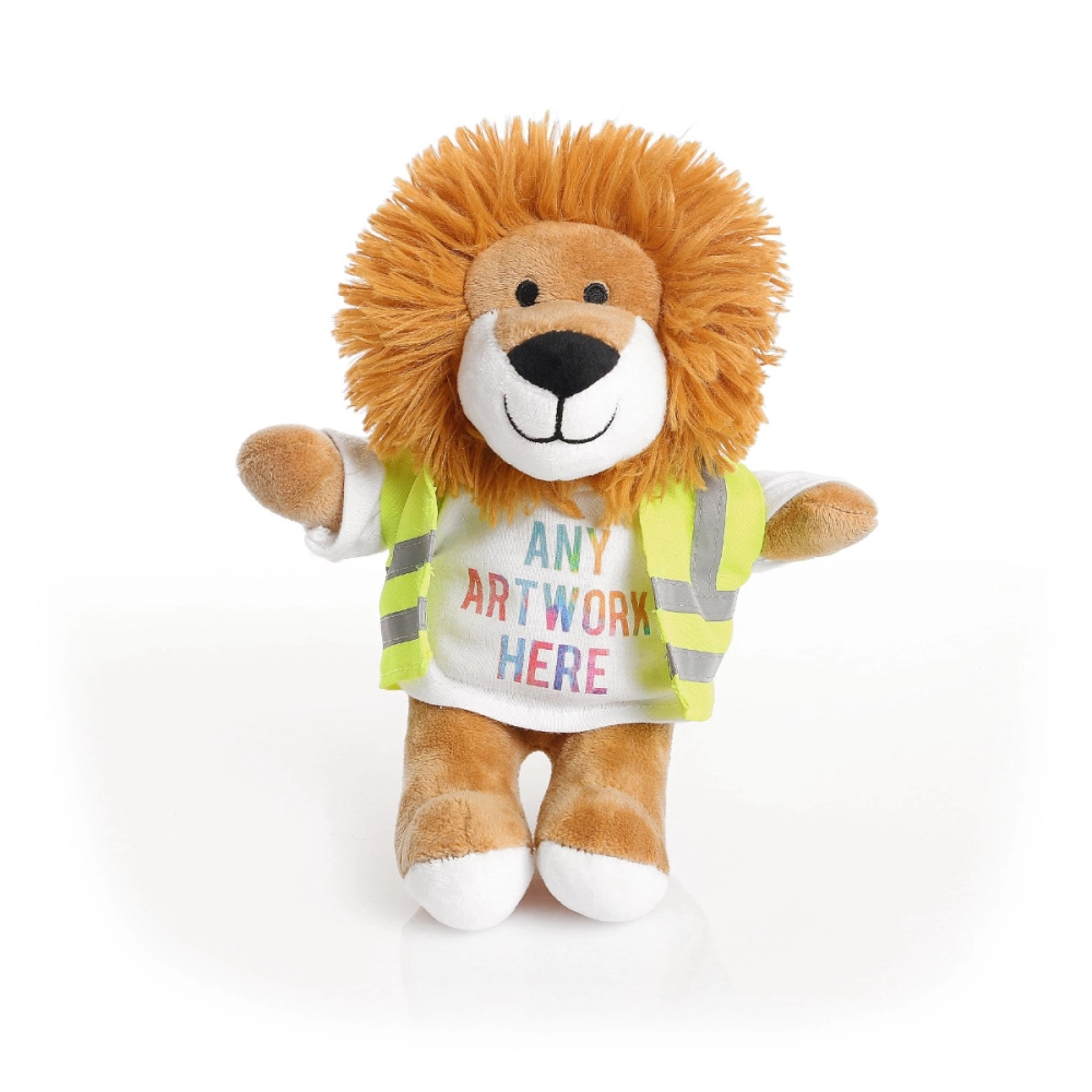 Printed 20cm Louis Lion with Yellow Hi Vis Vest