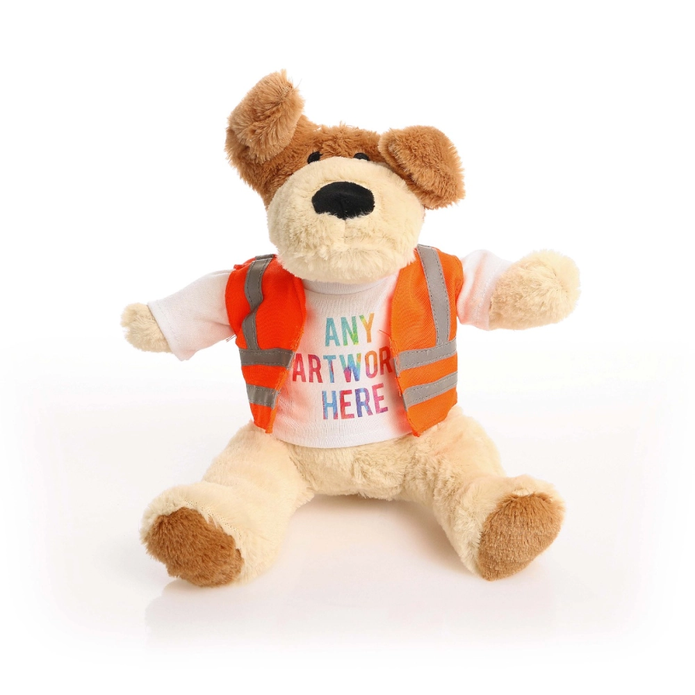 20cm Darcy Dog with Orange Hi-Vis vest