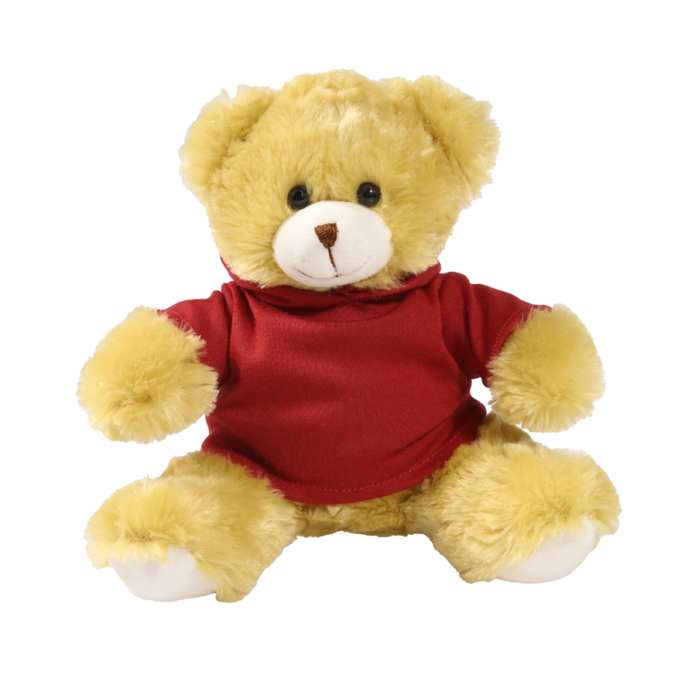 20cm Elizabeth bear with printed Maroon Hoody