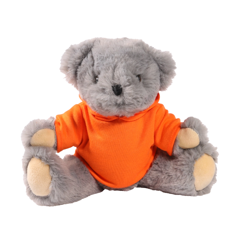 20cm Archie Jointed bear with printed Orange Hoody