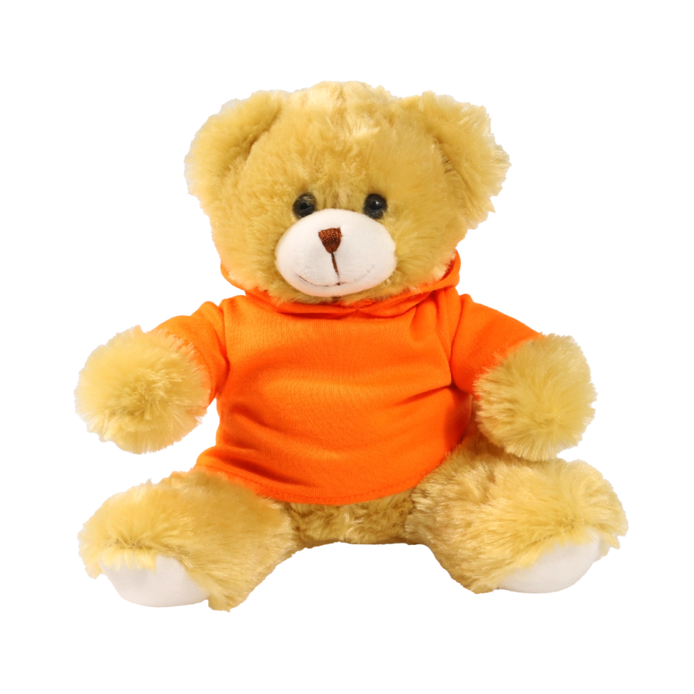 20cm Elizabeth bear with printed Orange Hoody