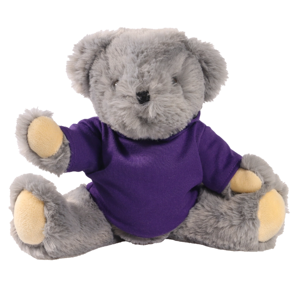 20cm Archie Jointed bear with printed Purple Hoody