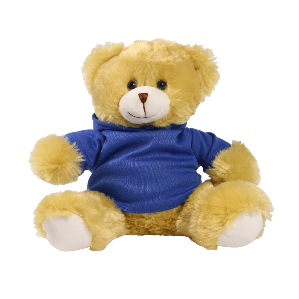 20cm Elizabeth bear with printed Royal Blue Hoody