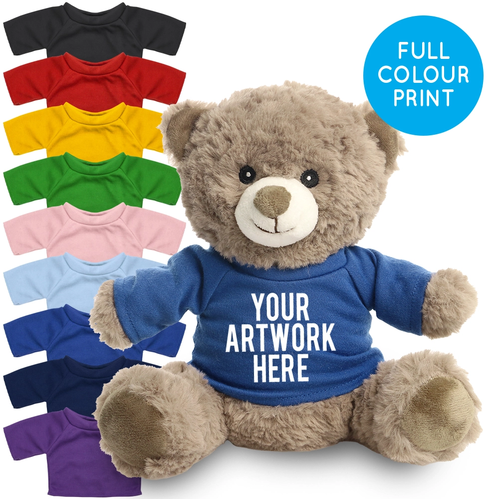 Printed 20cm Mocha Catherine Bear - Royal Blue t-shirt