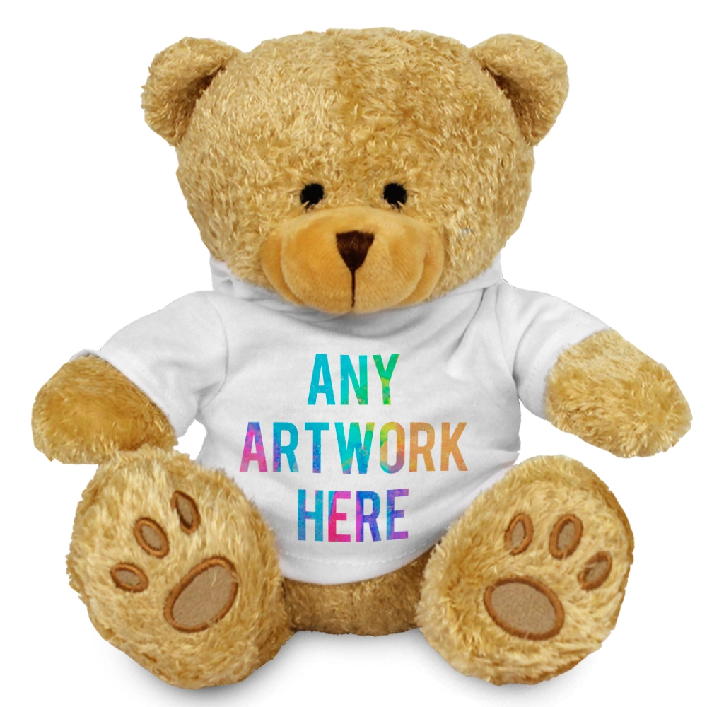 Golden 22cm Edward bear with printed White Hoody