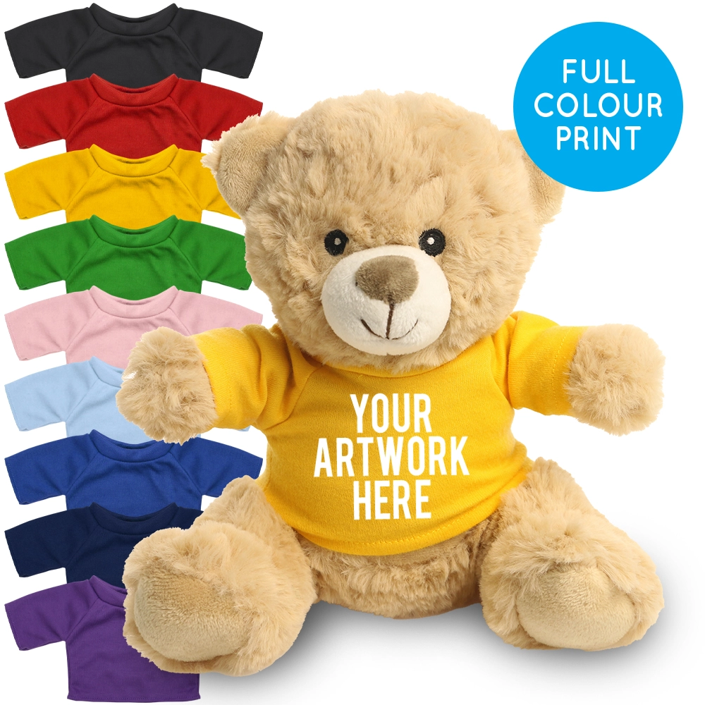 Printed 20cm Honey Catherine Bear - Yellow T-shirt