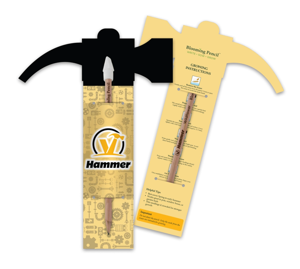Blooming Pencil with Hammer Shaped Backing Card 