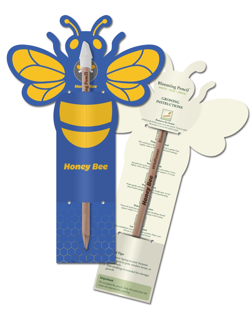 Blooming Pencil with Bee Shaped Backing Card