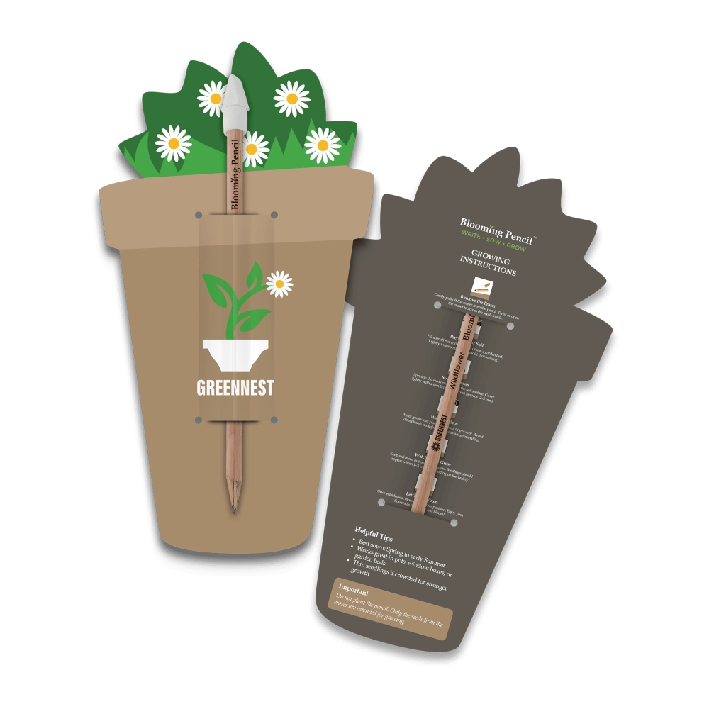 Blooming Pencil with Plant Pot Shaped Backing Card