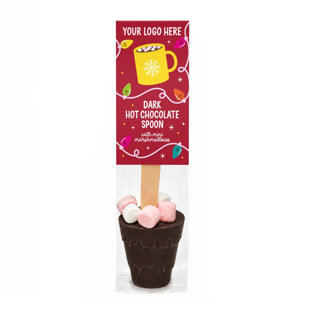 Winter Collection - Eco Info Card - Hot Choc Spoon - Dark Chocolate - Mini Marshmallows
