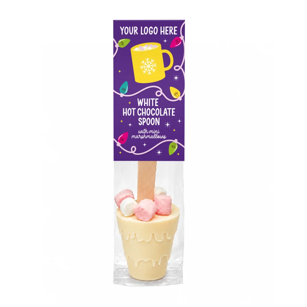 Winter Collection - Eco Info Card - Hot Choc Spoon - White Chocolate - Mini Marshmallows