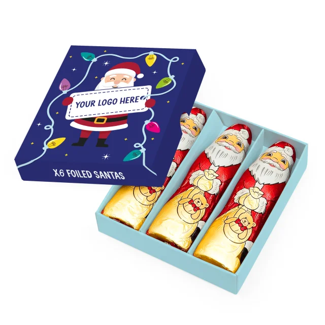 Winter Collection - Eco Mini Treat Box - Foiled Santas - x6