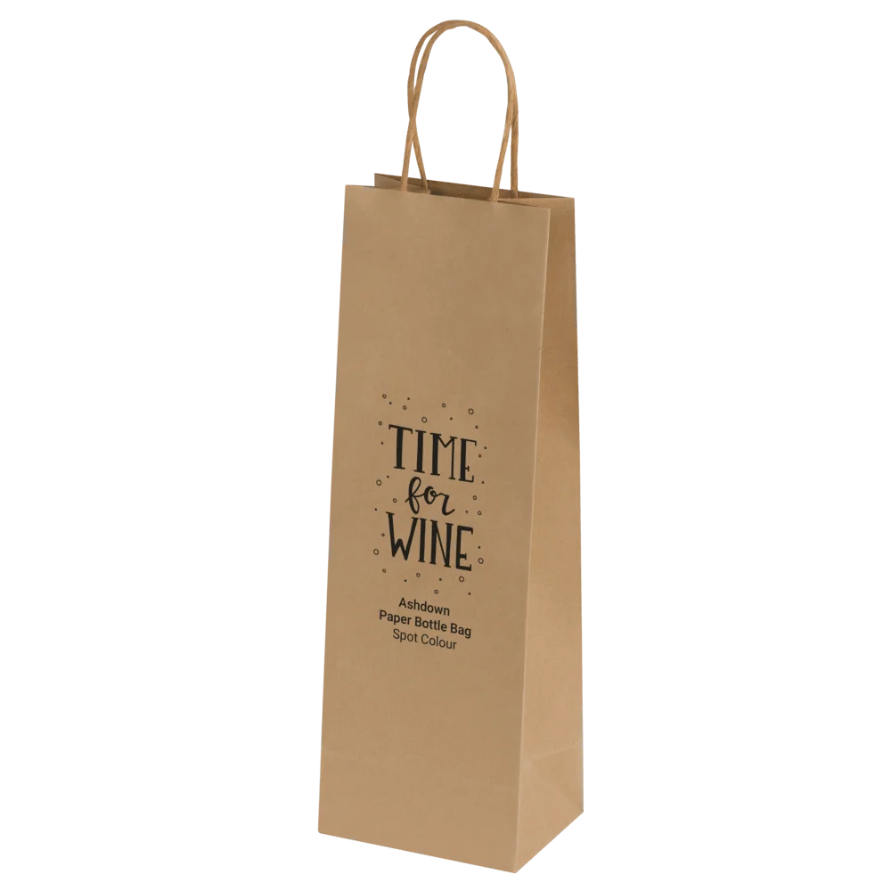 Bags - Ashdown Bottle Paper Gift Bag with Twisted Handles - Kraft - 150GSM