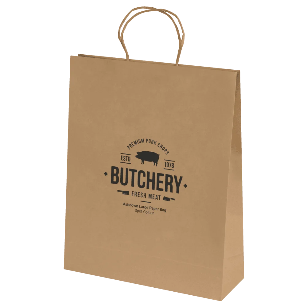 Bags - Ashdown Large Paper Gift Bag with Twisted Handles - Kraft - 150GSM