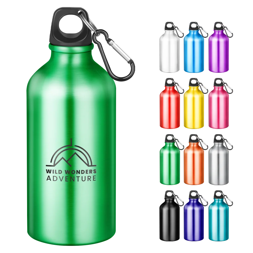 Action Aluminium Water Bottle with Carabiner Clip - 550ml