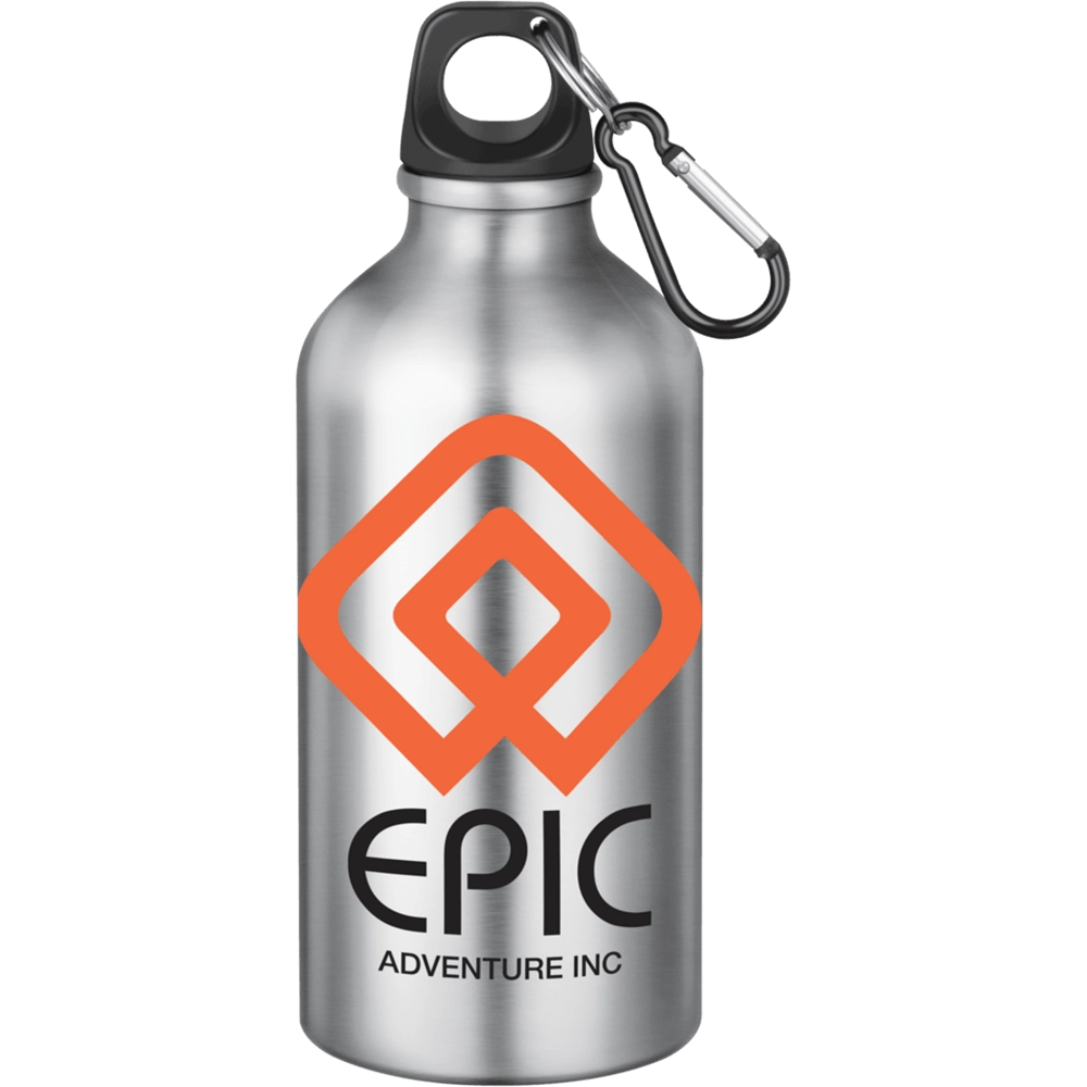 Action Aluminium Water Bottle with Carabiner Clip - 550ml