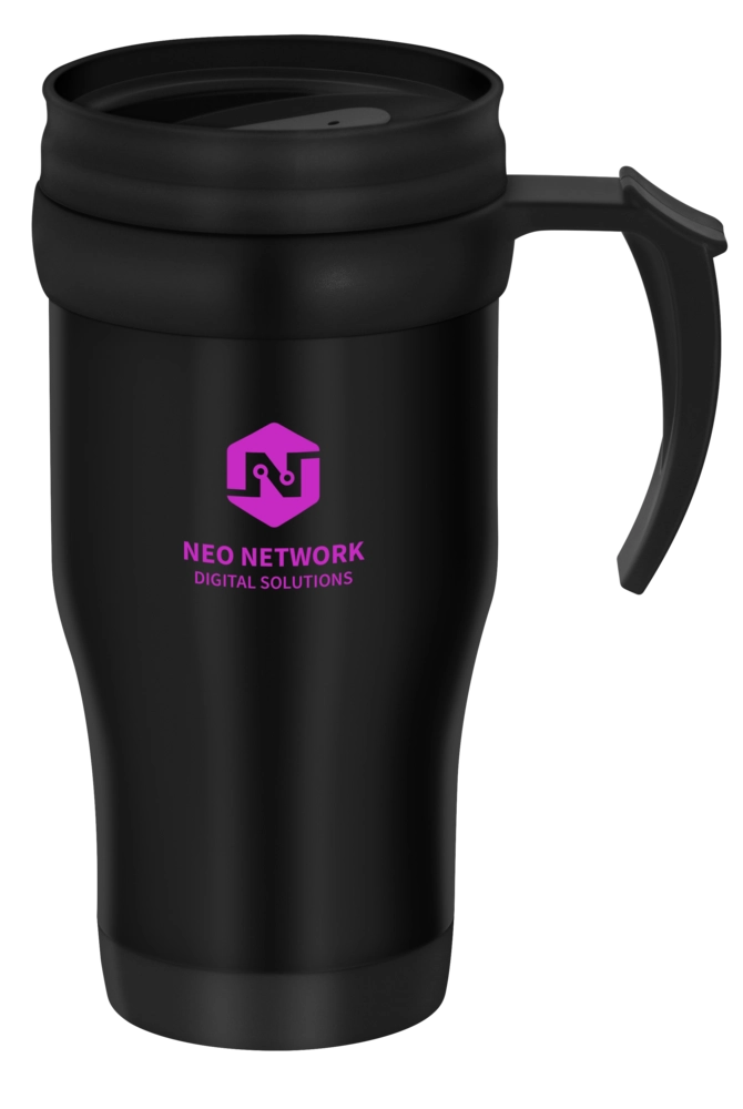 Tour Double Walled Travel Mug with Handle - 400ml Black