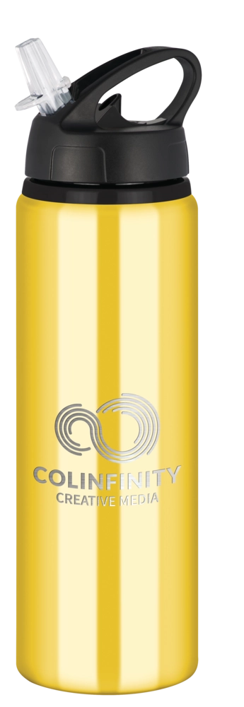 Tide Aluminium Water Bottle with Flip Sipper Lid - 750ml Yellow