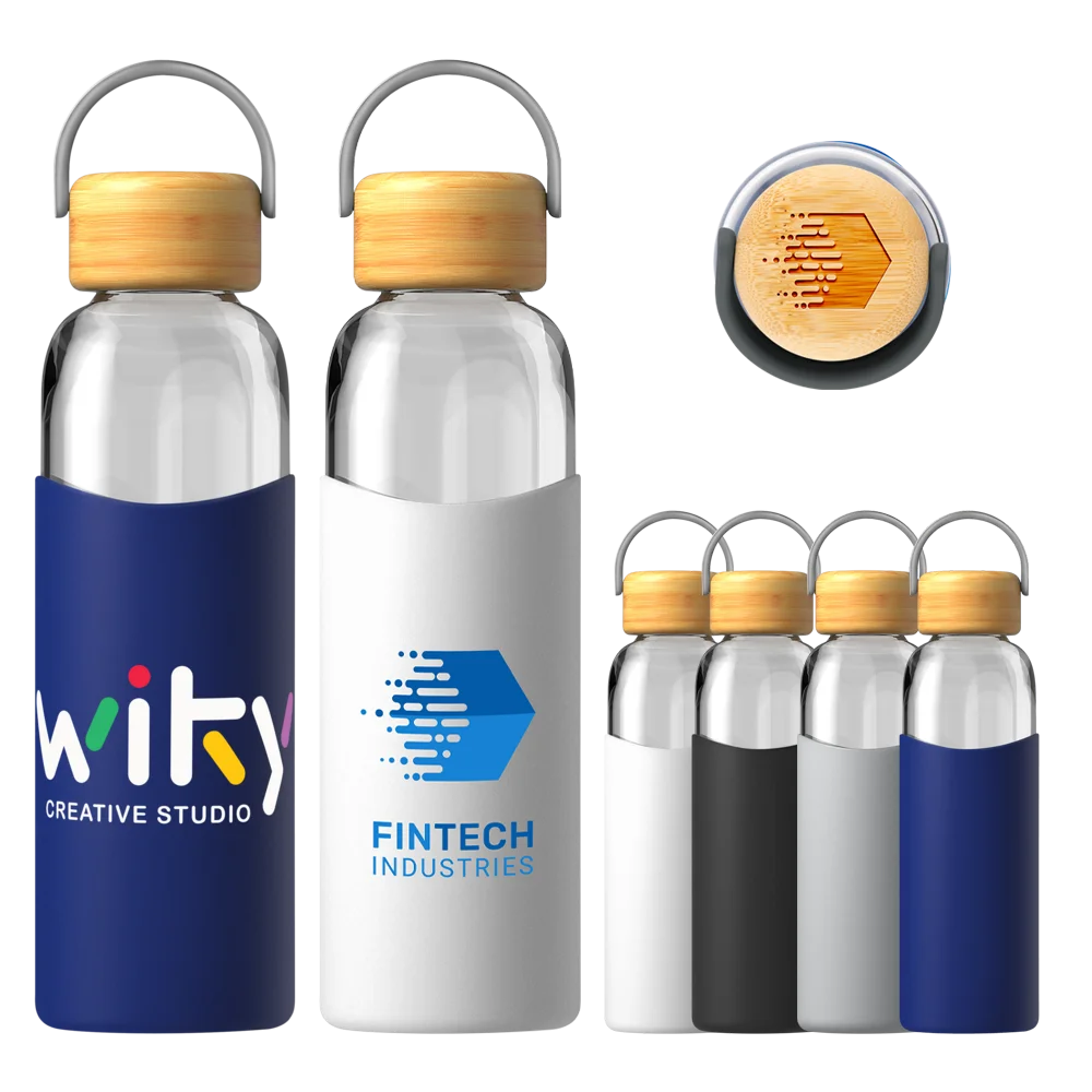 Vitality Glass Water Bottle with Silicone Sleeve - 550ml