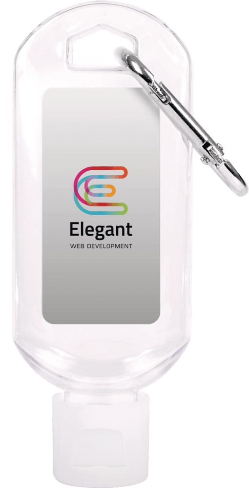 Hand Sanitiser Gel Bottle with Carabiner Clip - 50ml