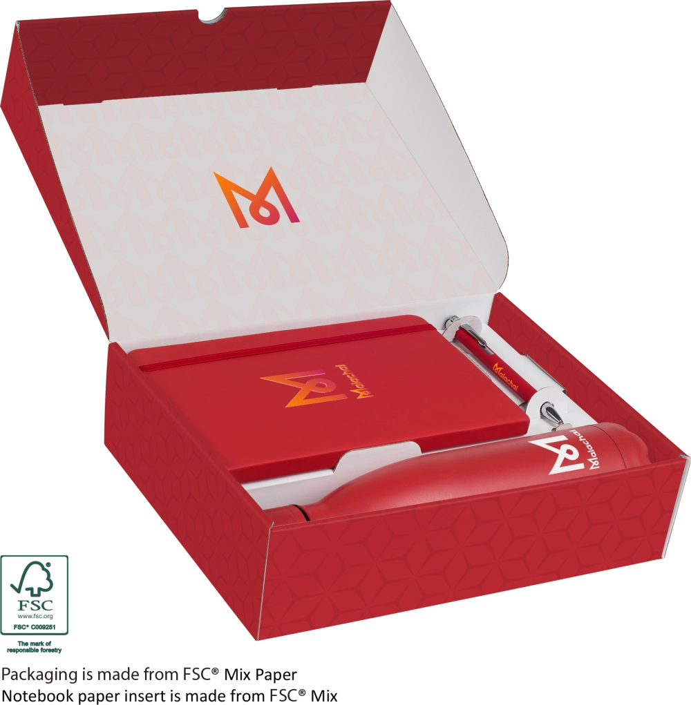 Mood Gift Box 1 with A5 FSC Notebook, Soft Feel Ballpoint Pen & Vacuum Bottle