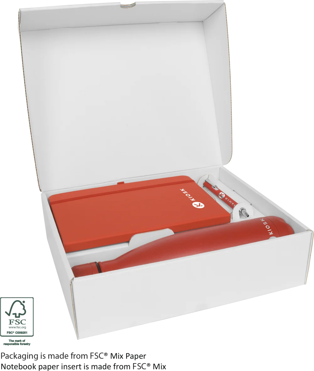 Mood Gift Box 1 with A5 FSC Notebook, Soft Feel Ballpoint Pen & Vacuum Bottle