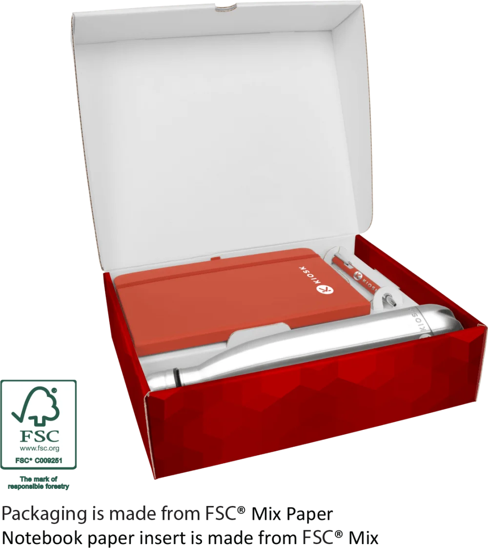 Mood Gift Box 1 with A5 FSC Notebook, Soft Feel Ballpoint Pen & Vacuum Bottle