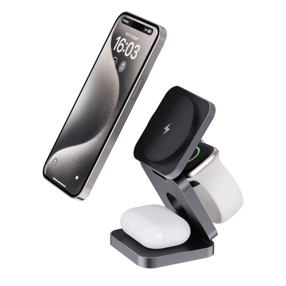 Terra RCS recycled aluminium foldable 3 in 1 15W charger
