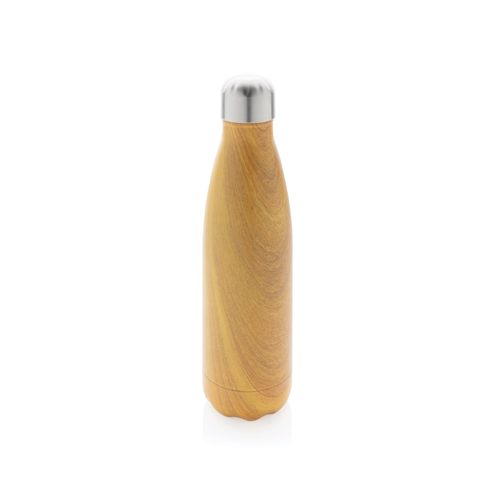 Vacuum insulated stainless steel bottle with wood print