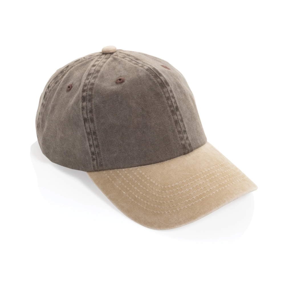 BEAU AWARE™ Washed 6 panel 270gsm cotton twill two tone cap